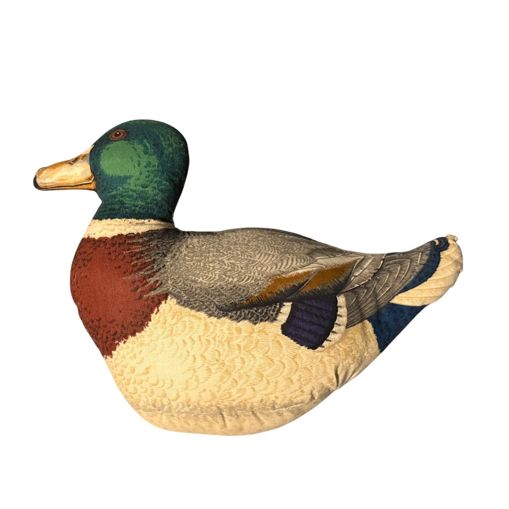 Vintage Mallard Duck Plush Pillow Realistic Bird Cabin Decor Door Stopper
